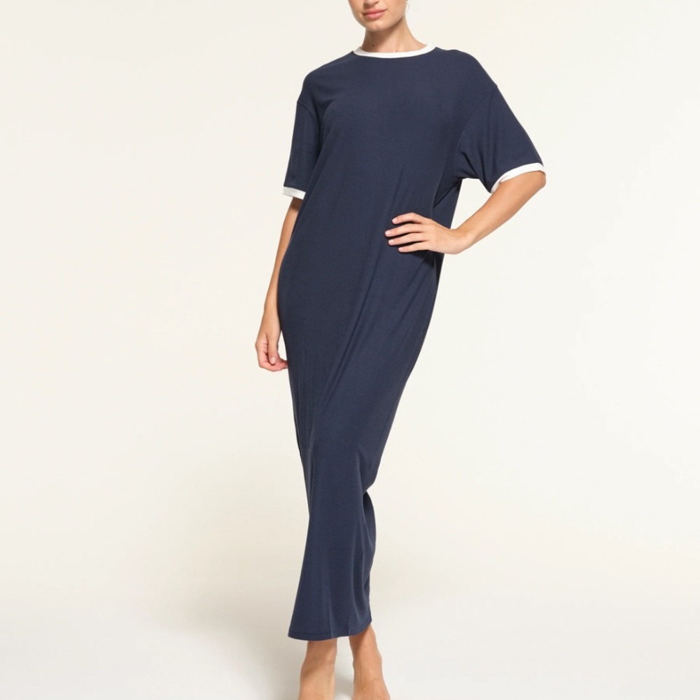 NWT Skims Navy/White Ringer Dress